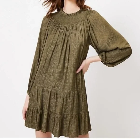green dress loft Women's Olive Dresses: Casual, Work & Vacation Styles 93% Polyester 7% Spandex Dress Casual Midi By Loft